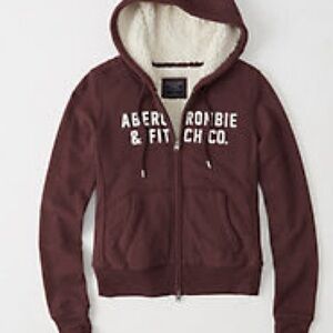 Abercrombie & Fitch Maroon Zip-Up Hoodie